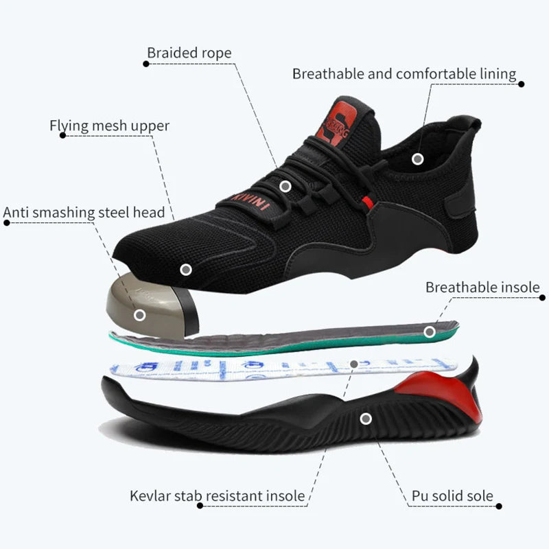 2025, neuer Stil für Männer und Frauen, Arbeitsschuhe, Stahlkappe, Sicherheitsstiefel, europäischer Standard, Anti-Smash, Anti-Punktion, Herrenschuhe, Sicherheitsschuhe