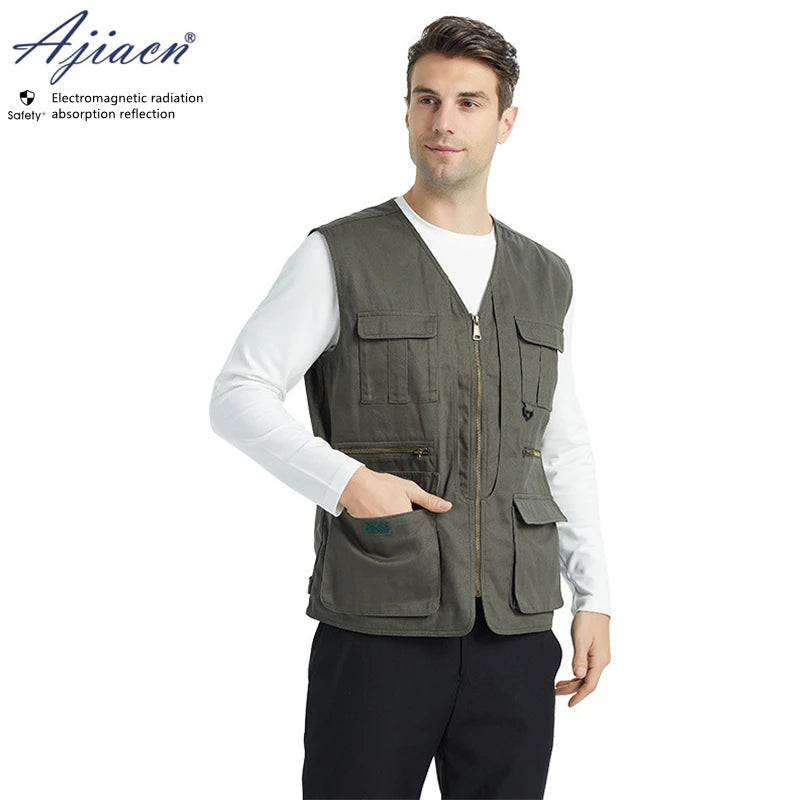 5G EMF-Abschirmweste, Strahlenschutz aus Silberfasergewebe, Anti-RFID-Weste mit mehreren Taschen, 99 % Abschirmwirkung