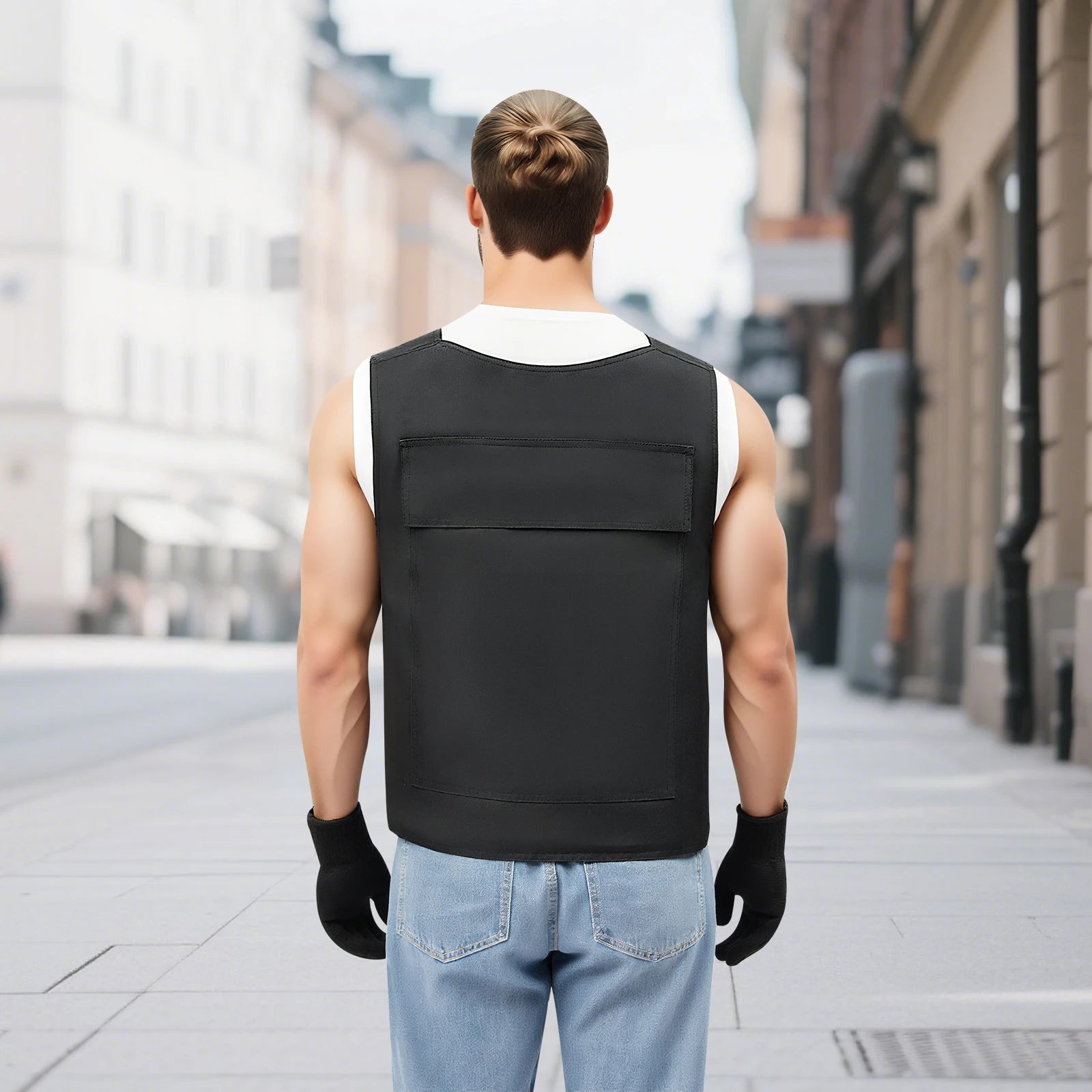 Anti-Stich-Weste aus hochem Manganstahl, verstellbar, taktische Schutzweste 600D, Airsoft-Weste für Sicherheitstraining, Outdoor-Aktivitäten