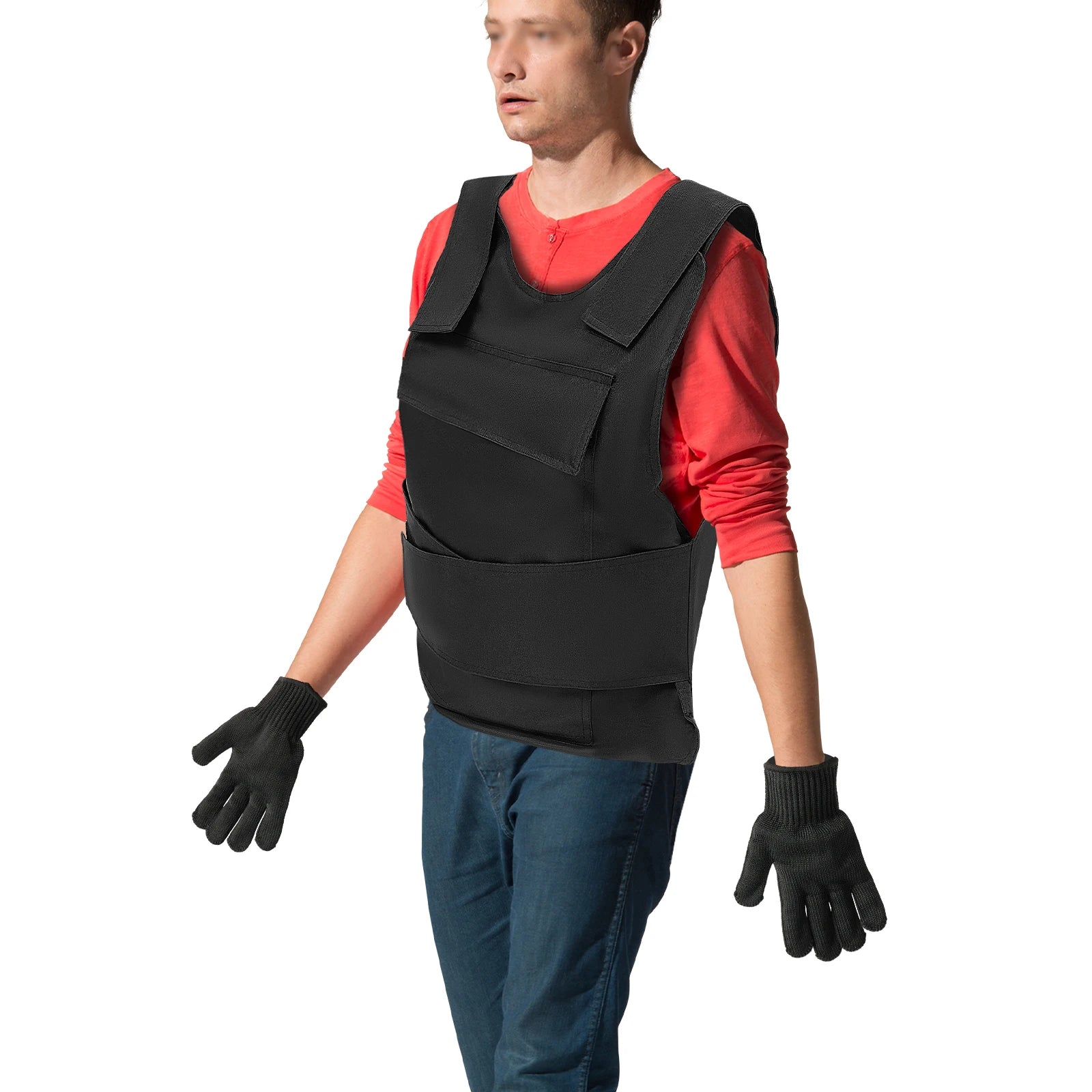 21,65 * 20,87 Zoll Outdoor-Schutzweste aus Manganstahl, verstellbare Sicherheitstraining-Schutzweste für Sicherheitspersonal Pol